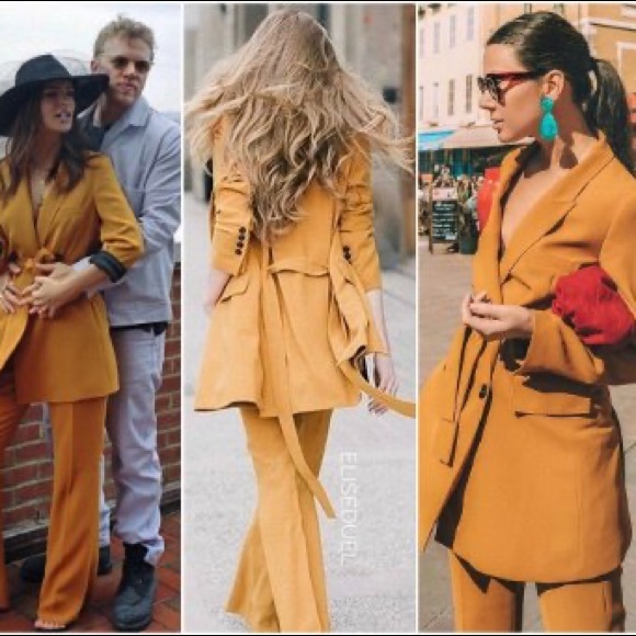 NWT ZARA MUSTARD YELLOW FLARED PANTS TROUSERS - Picture 8 of 8